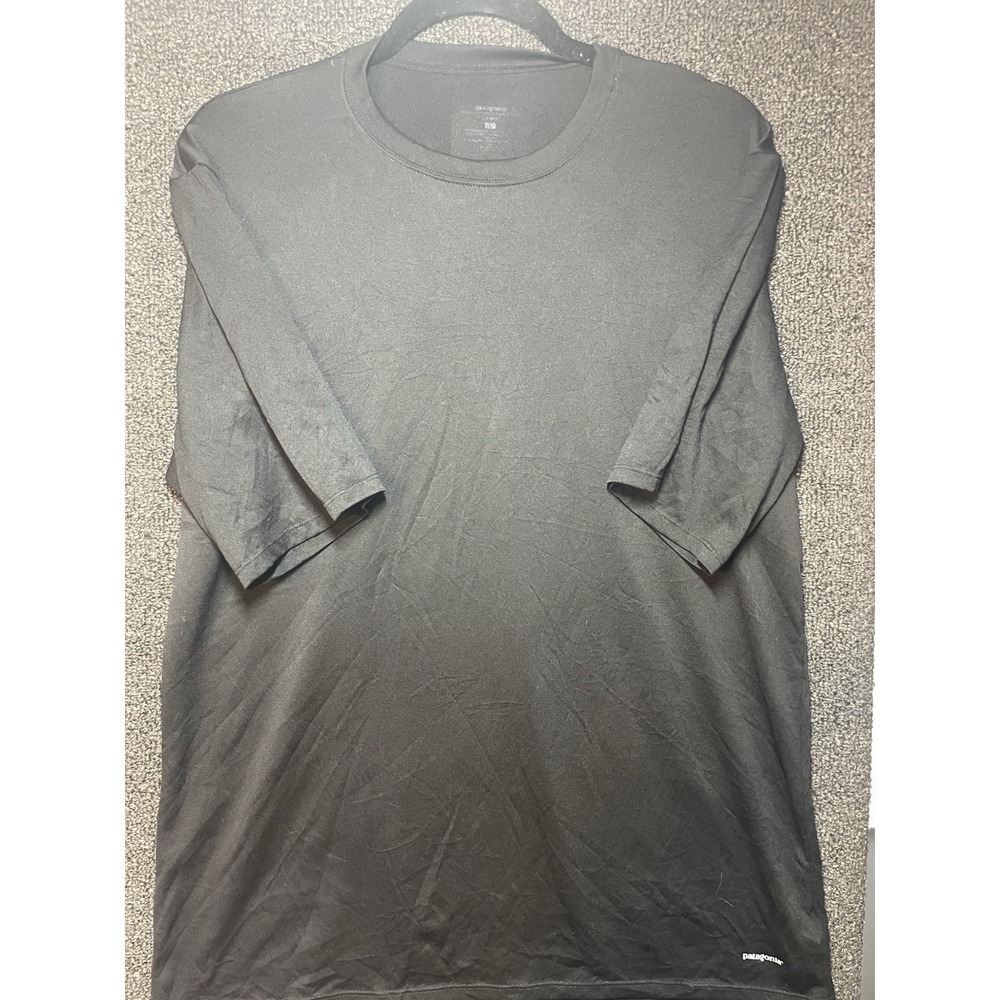 Patagonia Shirt Mens L Large Black Athletic Fit Active Outdoor Hiking Tee Poly